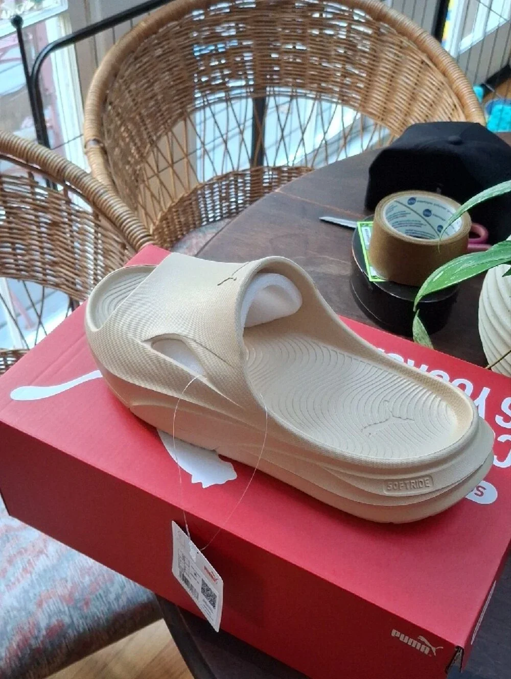 Puma men Cream Platform Slide Sandals